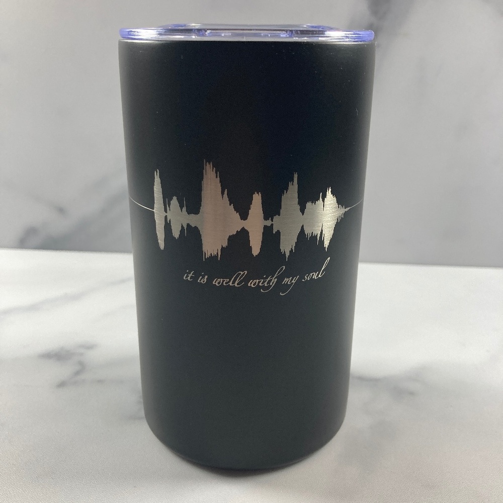 It Is Well Soundwave Tumbler 12 oz Black Stainless Steel Insulated Travel Mug